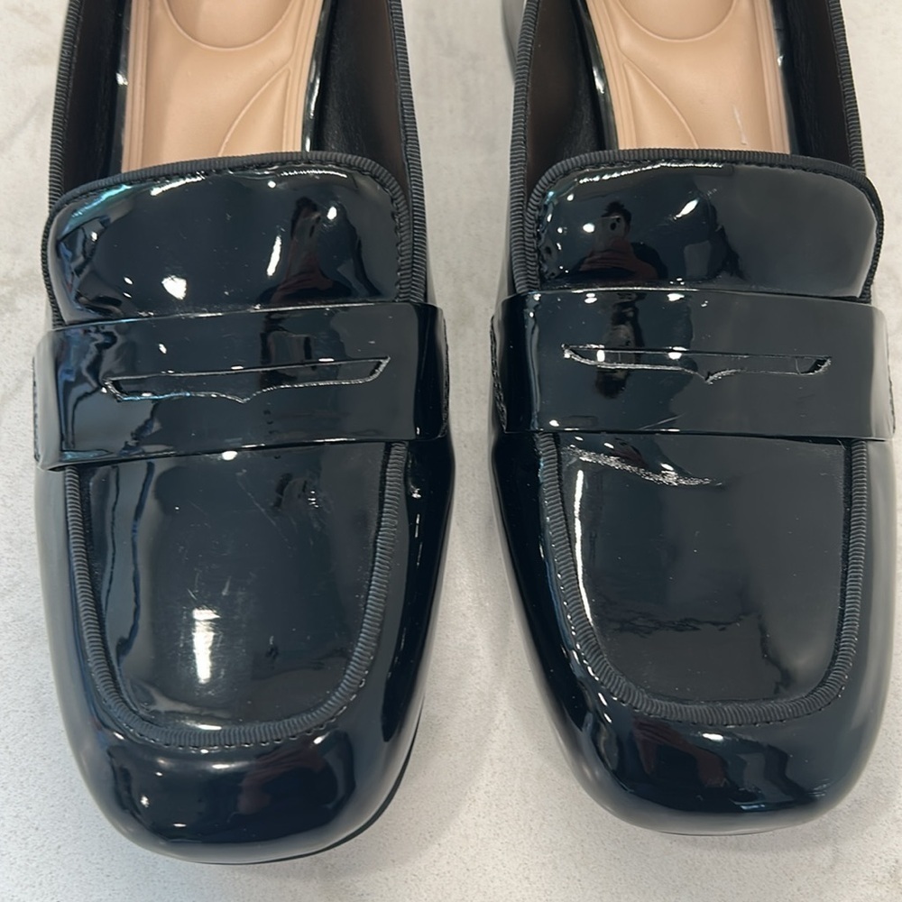 Kelly & Katie Payln Loafer Black Glossy Platform Heel Slip On Academia Office - Picture 12 of 16